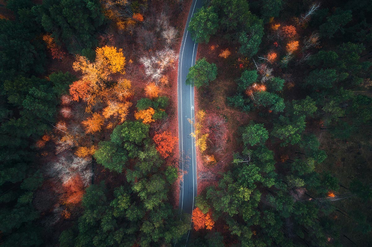 Sky view of mountain road