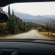 Driving down an winding mountain road